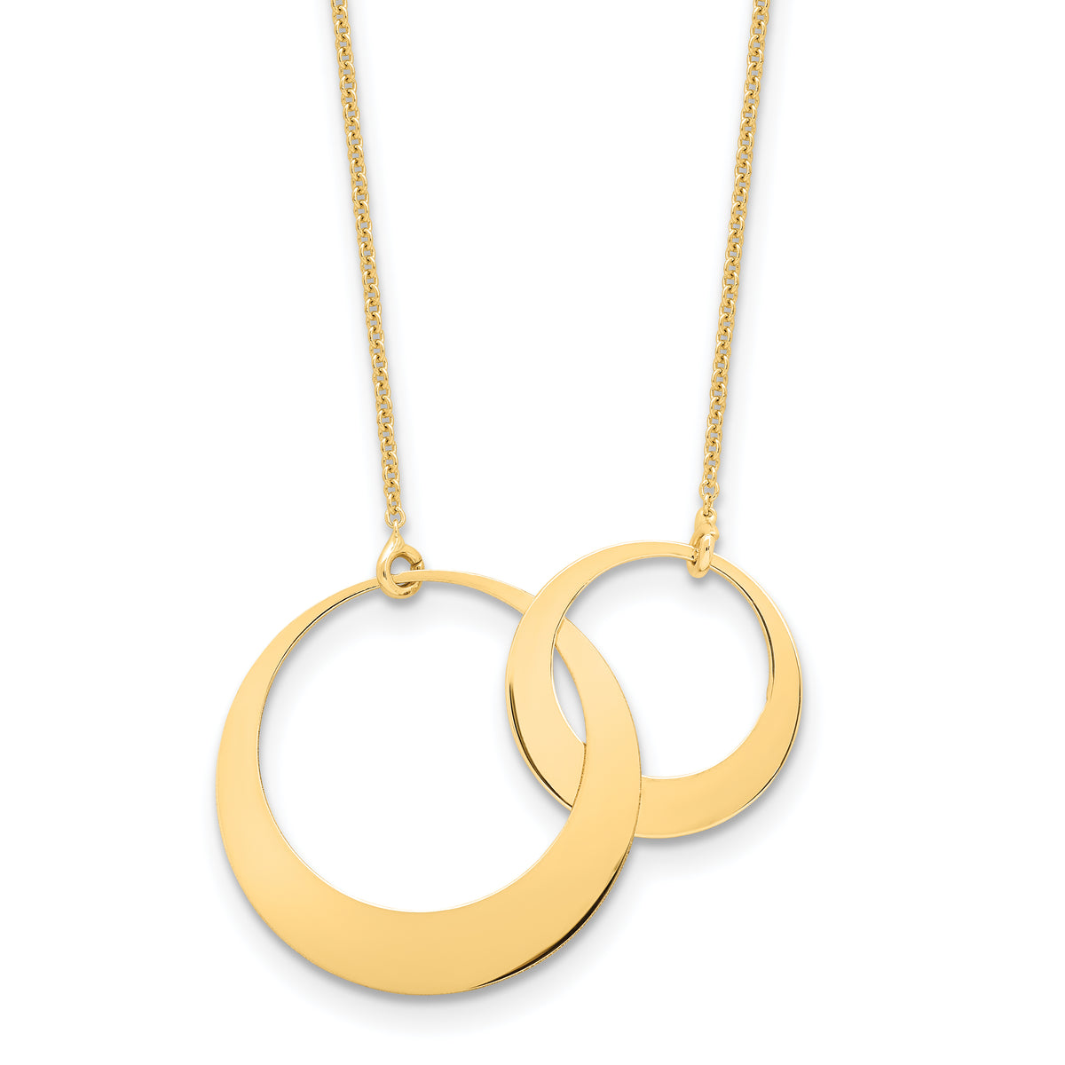 14K Polished Interlocked Circles Fancy with 1in ext. Necklace