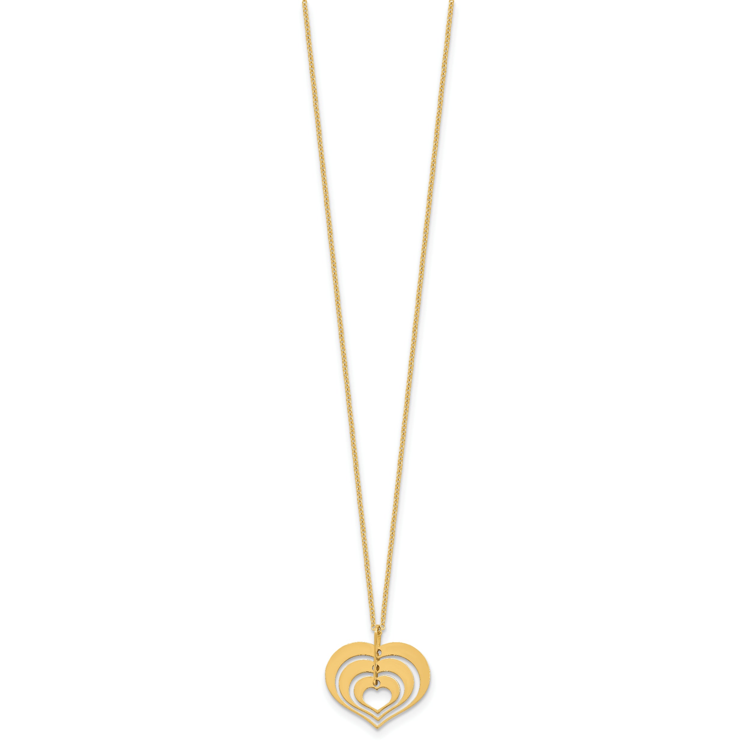 14K Polished Heart Pendant with 1in ext. Necklace