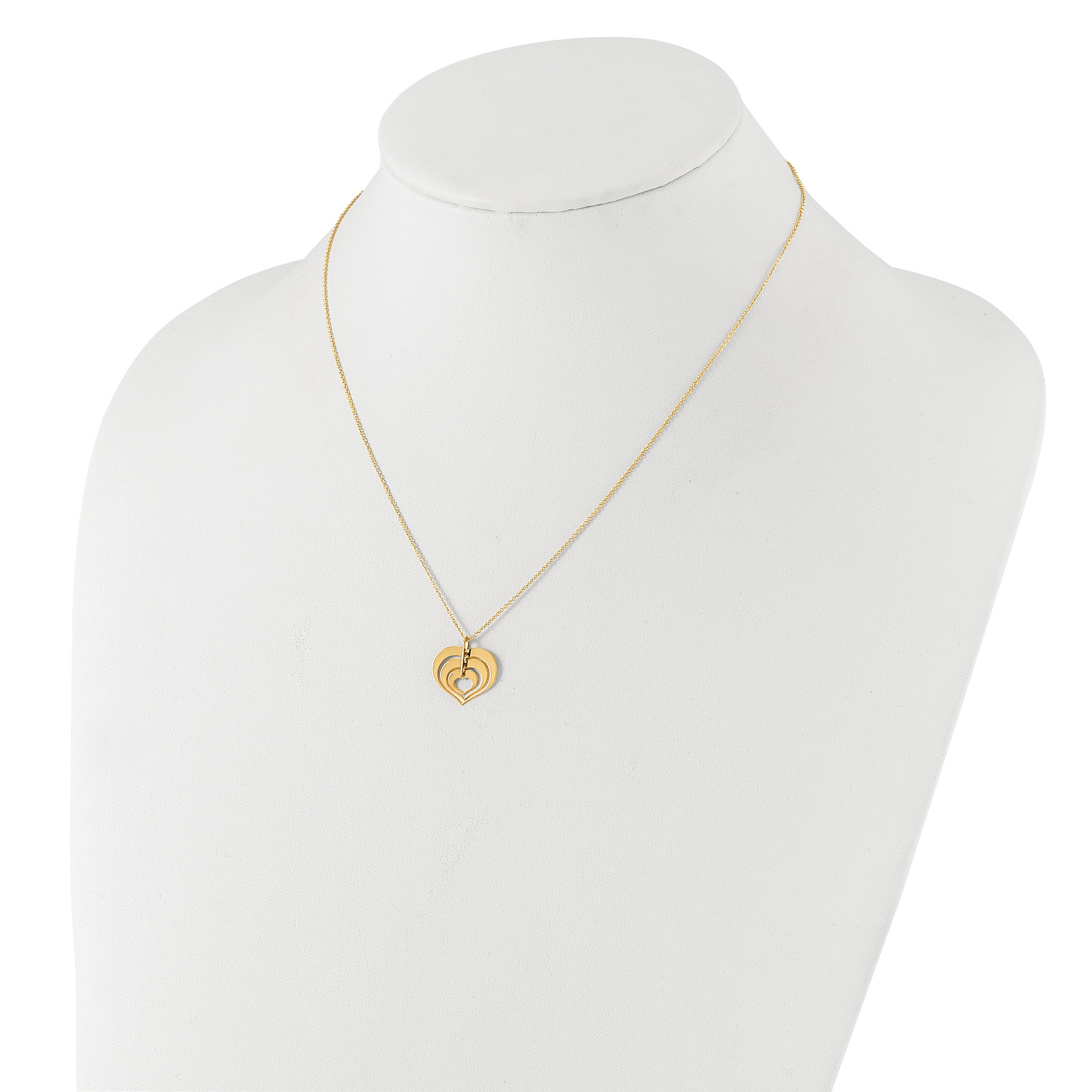 14K Polished Heart Pendant with 1in ext. Necklace