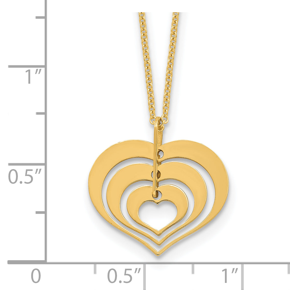 14K Polished Heart Pendant with 1in ext. Necklace