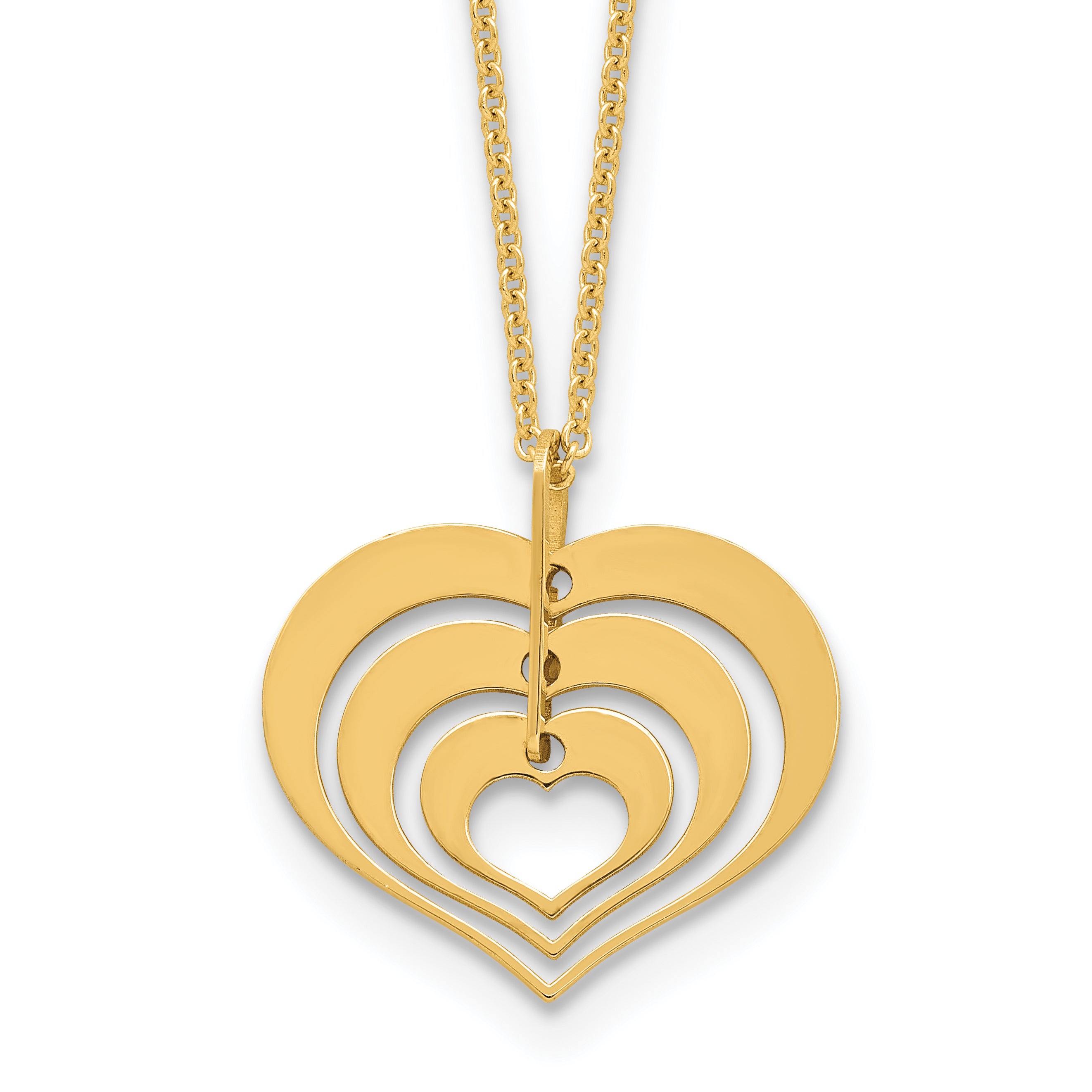 14K Polished Heart Pendant with 1in ext. Necklace