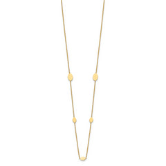 14K Polished Oval Discs Station with 1in ext. Necklace