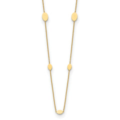 14K Polished Oval Discs Station with 1in ext. Necklace