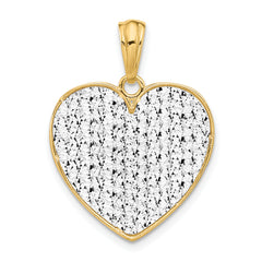 14K Two-tone Polished and Dia-cut Heart Pendant