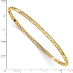 14K Polished and Textured Slip-on Bangle