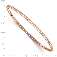 14K Rose Gold Polished and Textured Slip-on Bangle