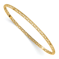 14K Polished and Textured Slip-on Bangle