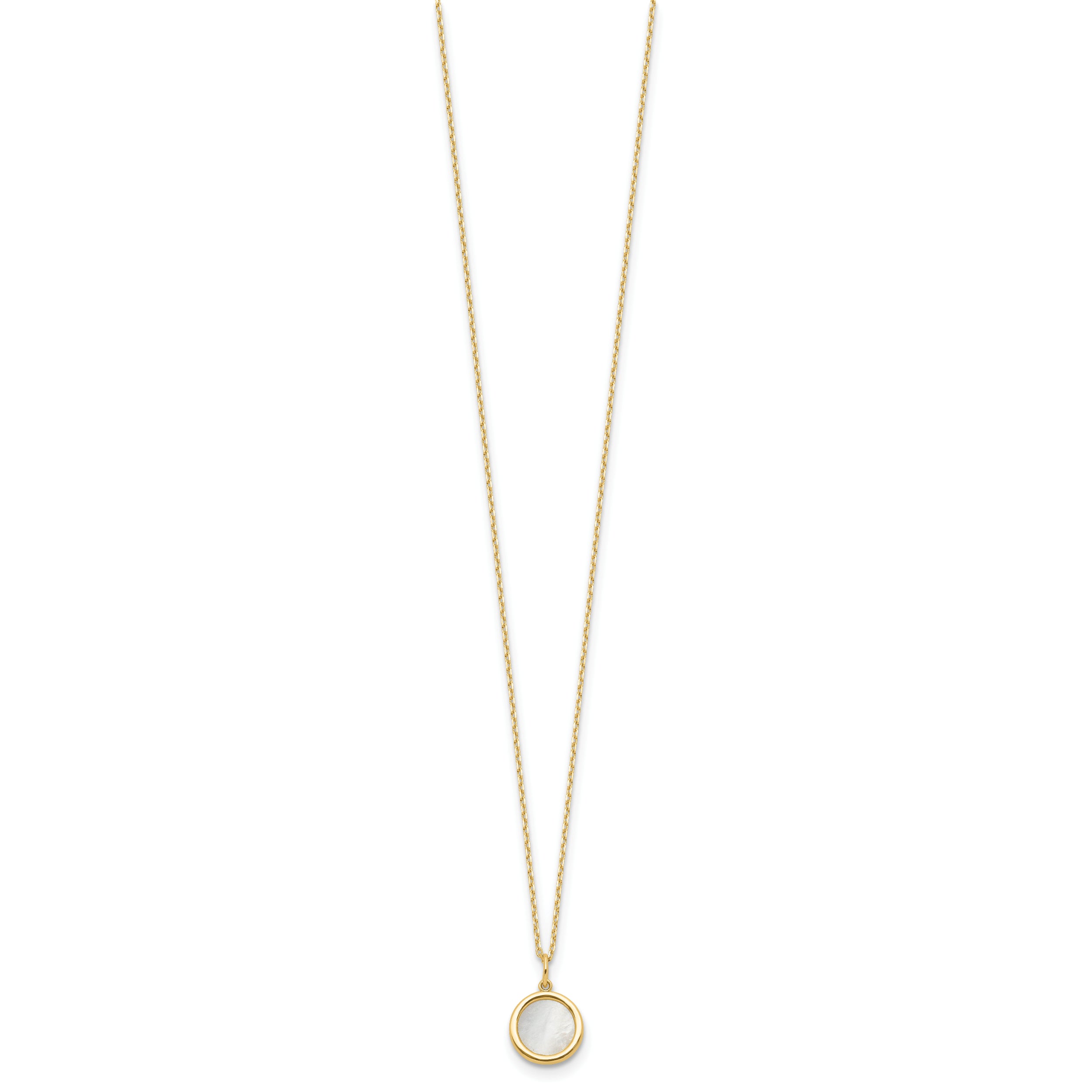 14K Polished Mother of Pearl Circle Necklace