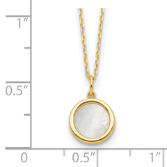 14K Polished Mother of Pearl Circle Necklace