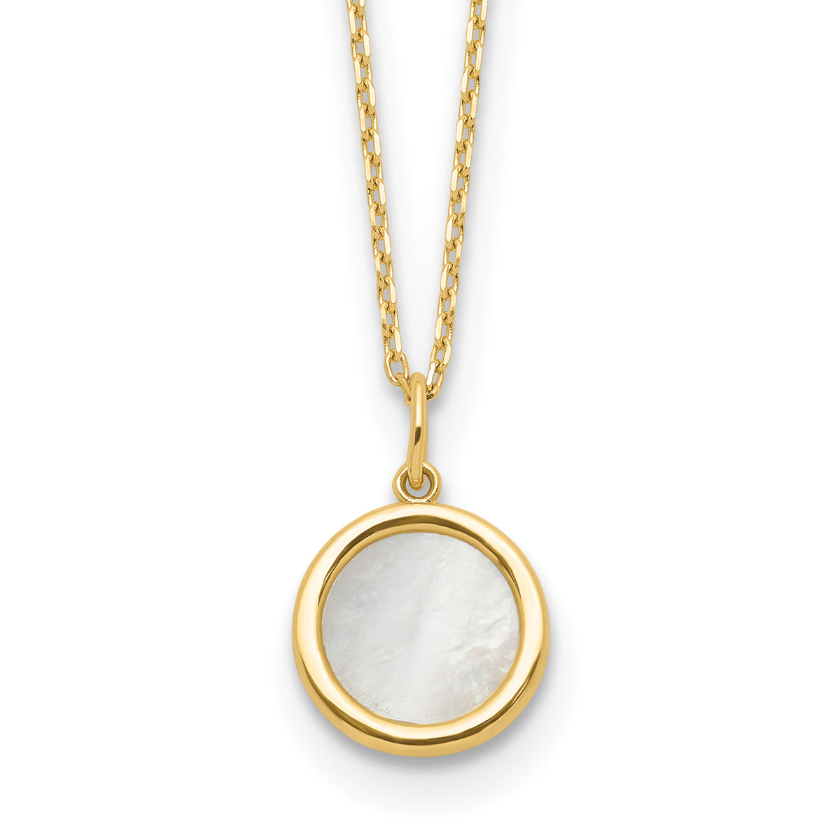 14K Polished Mother of Pearl Circle Necklace