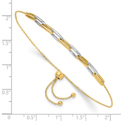 14K Two-tone Polished Fancy Link Adjustable Bracelet