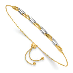 14K Two-tone Polished Fancy Link Adjustable Bracelet