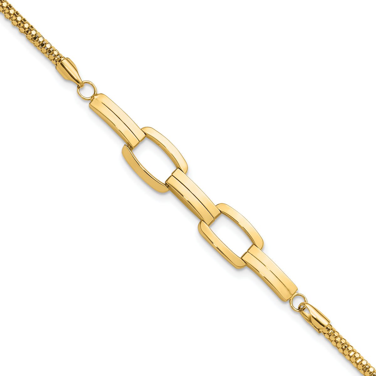 14K Polished Fancy Link Bracelet