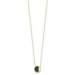 14K with Black Enamel Polished Circle Necklace