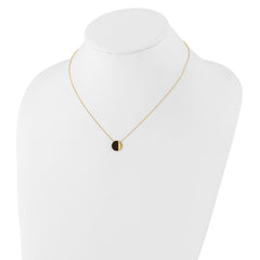 14K with Black Enamel Polished Circle Necklace