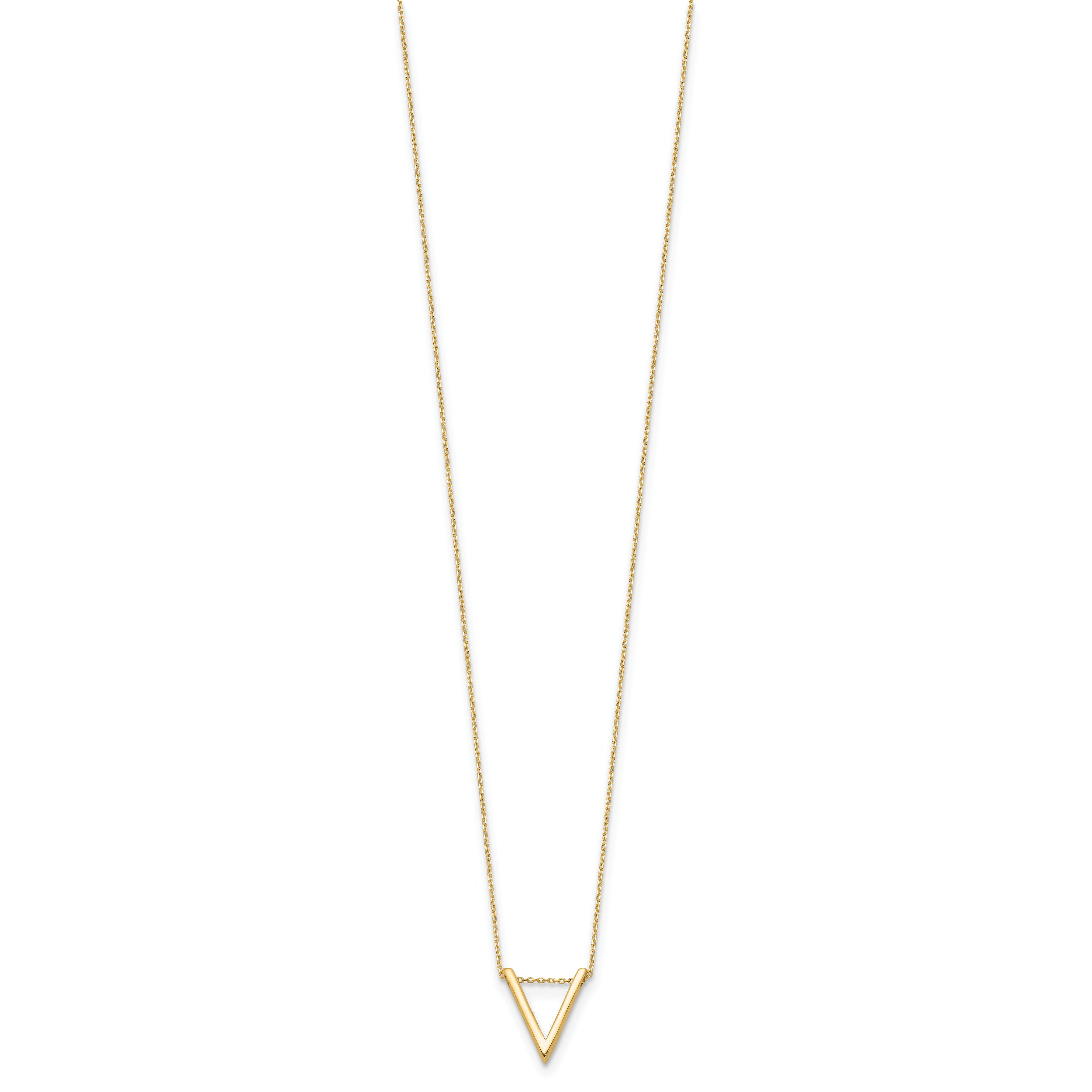 14K Polished V Necklace