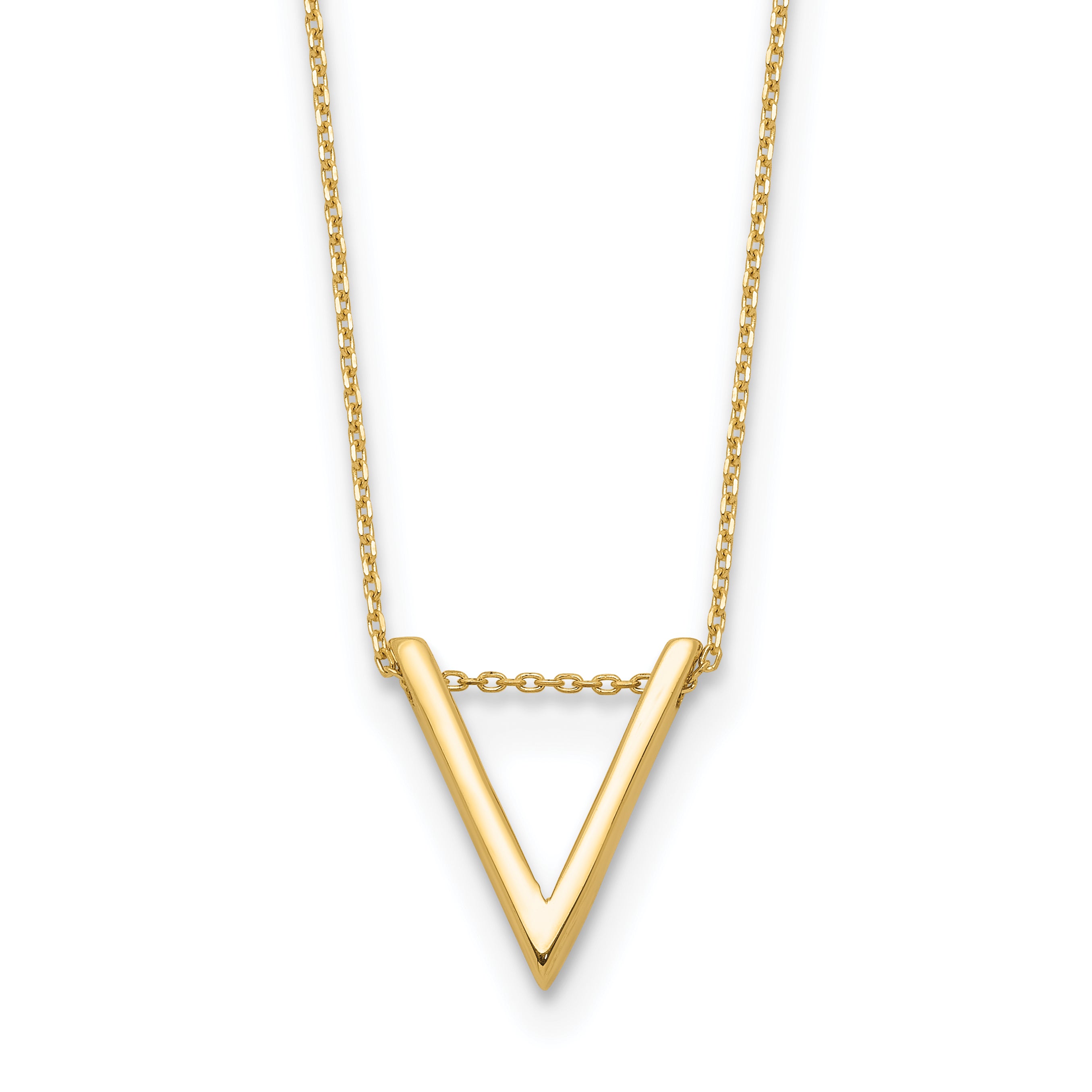 14K Polished V Necklace