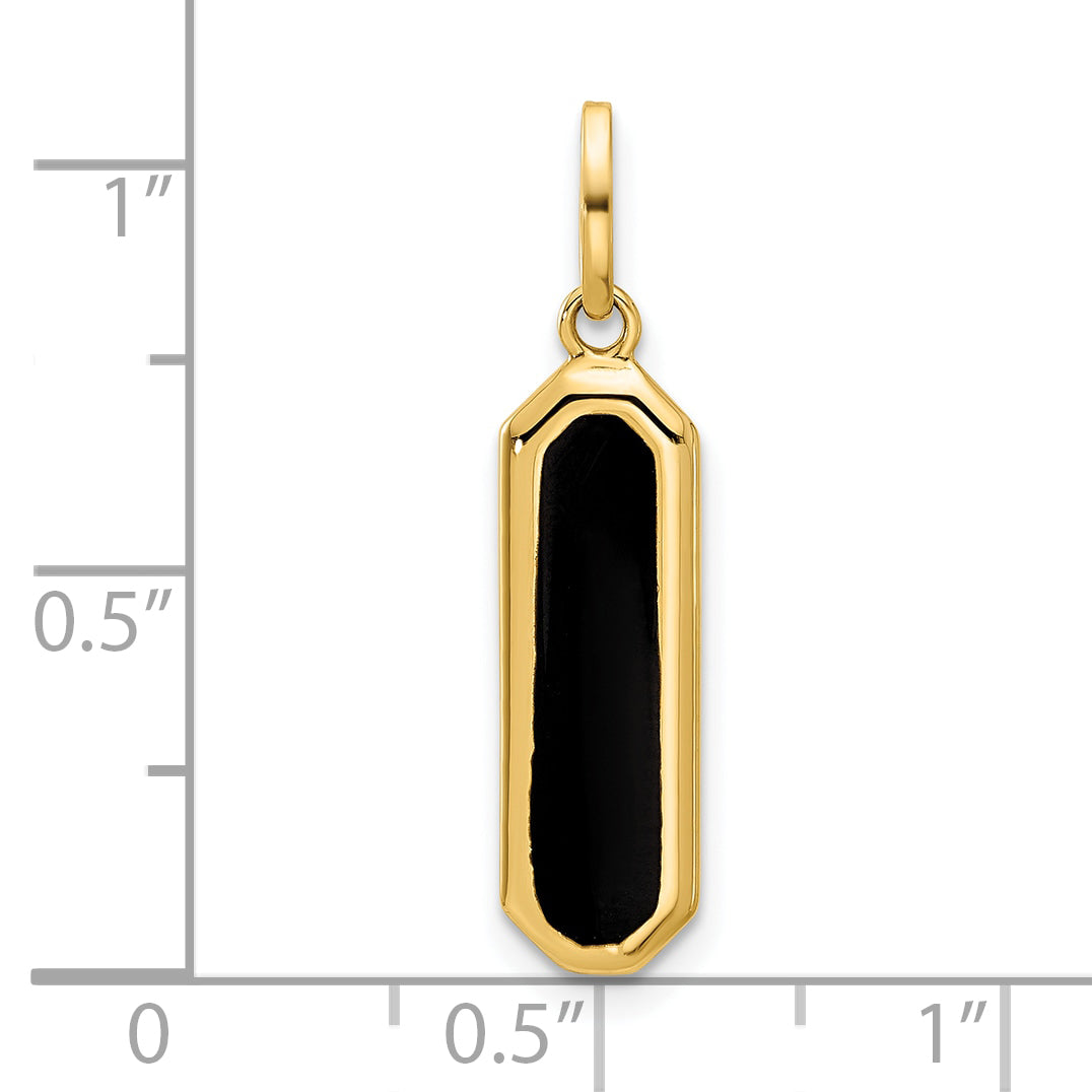 14K with Black Enamel Polished Pendant