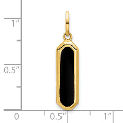 14K with Black Enamel Polished Pendant