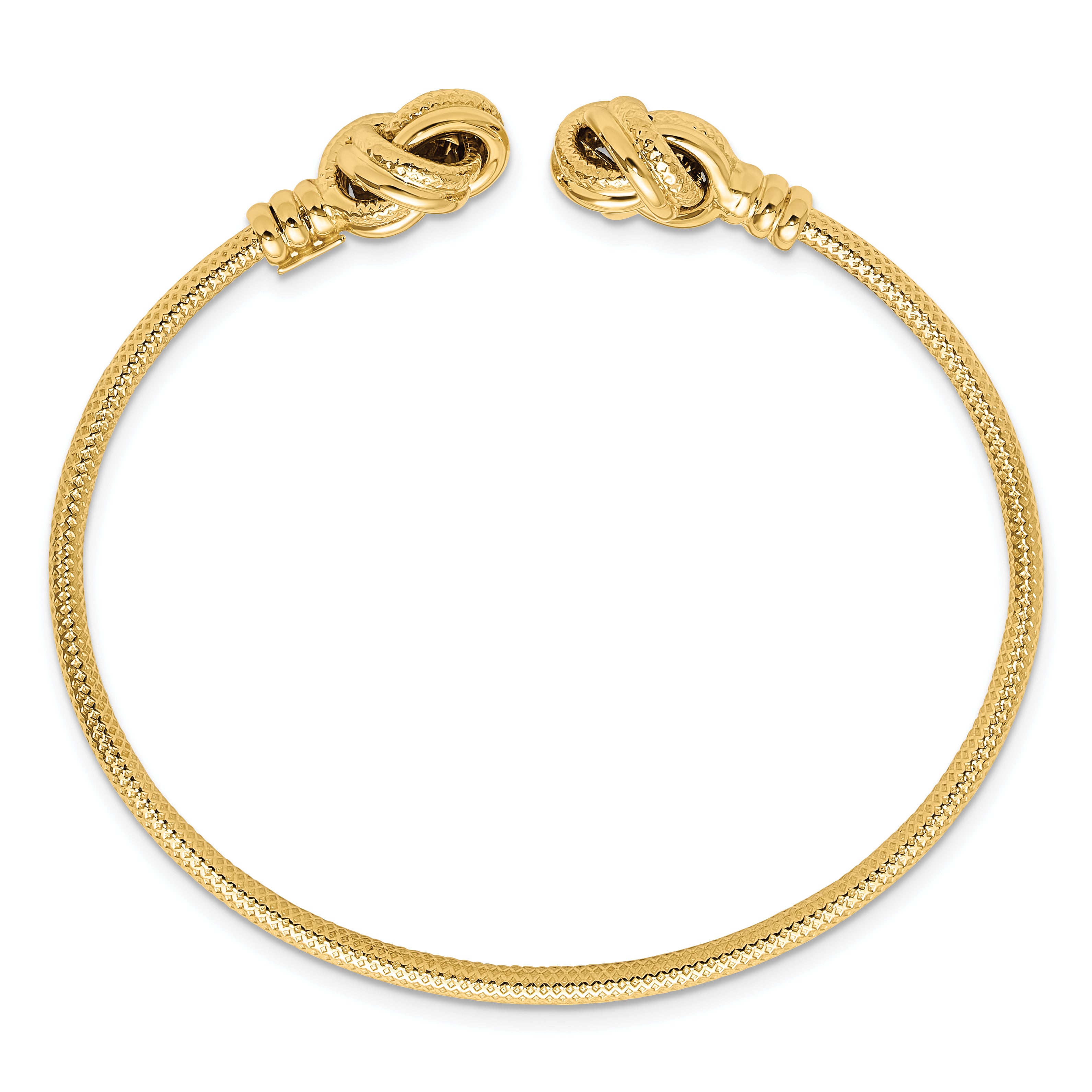 14K Polished and Textured Love Knots Cuff Bracelet