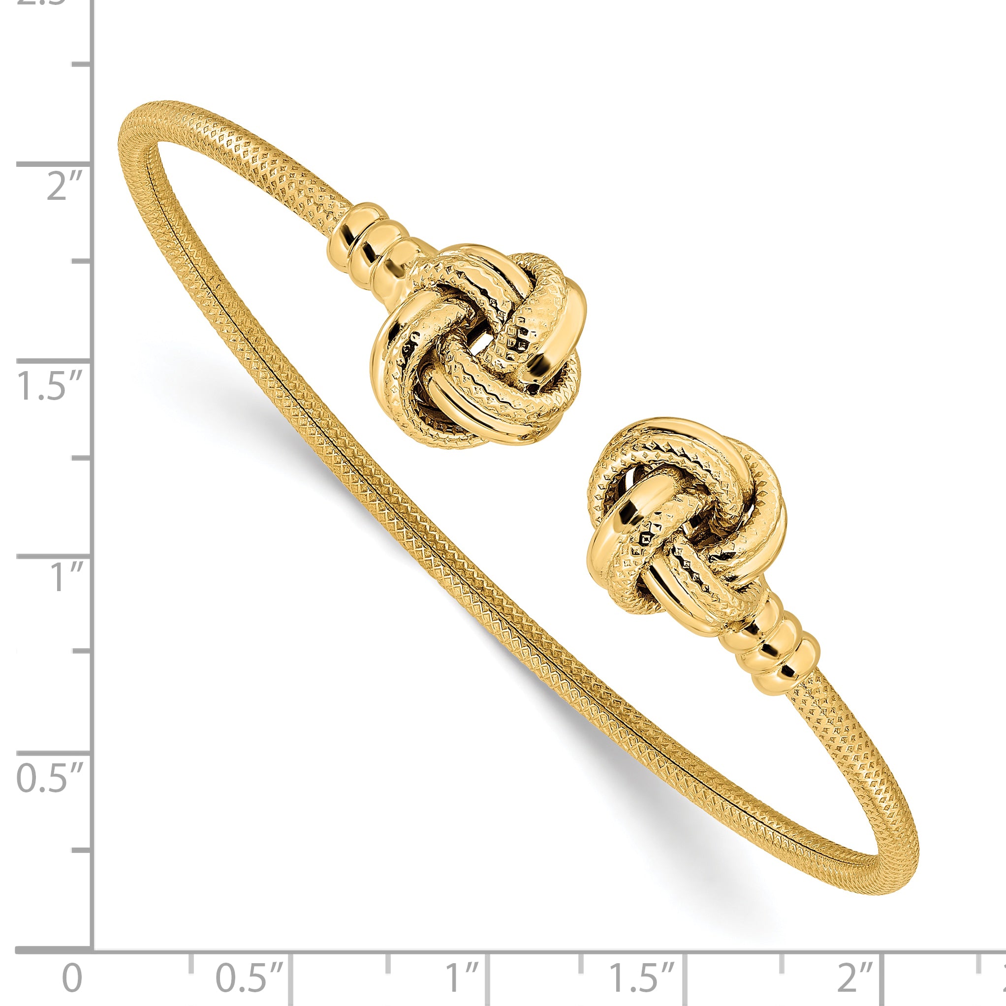 14K Polished and Textured Love Knots Cuff Bracelet