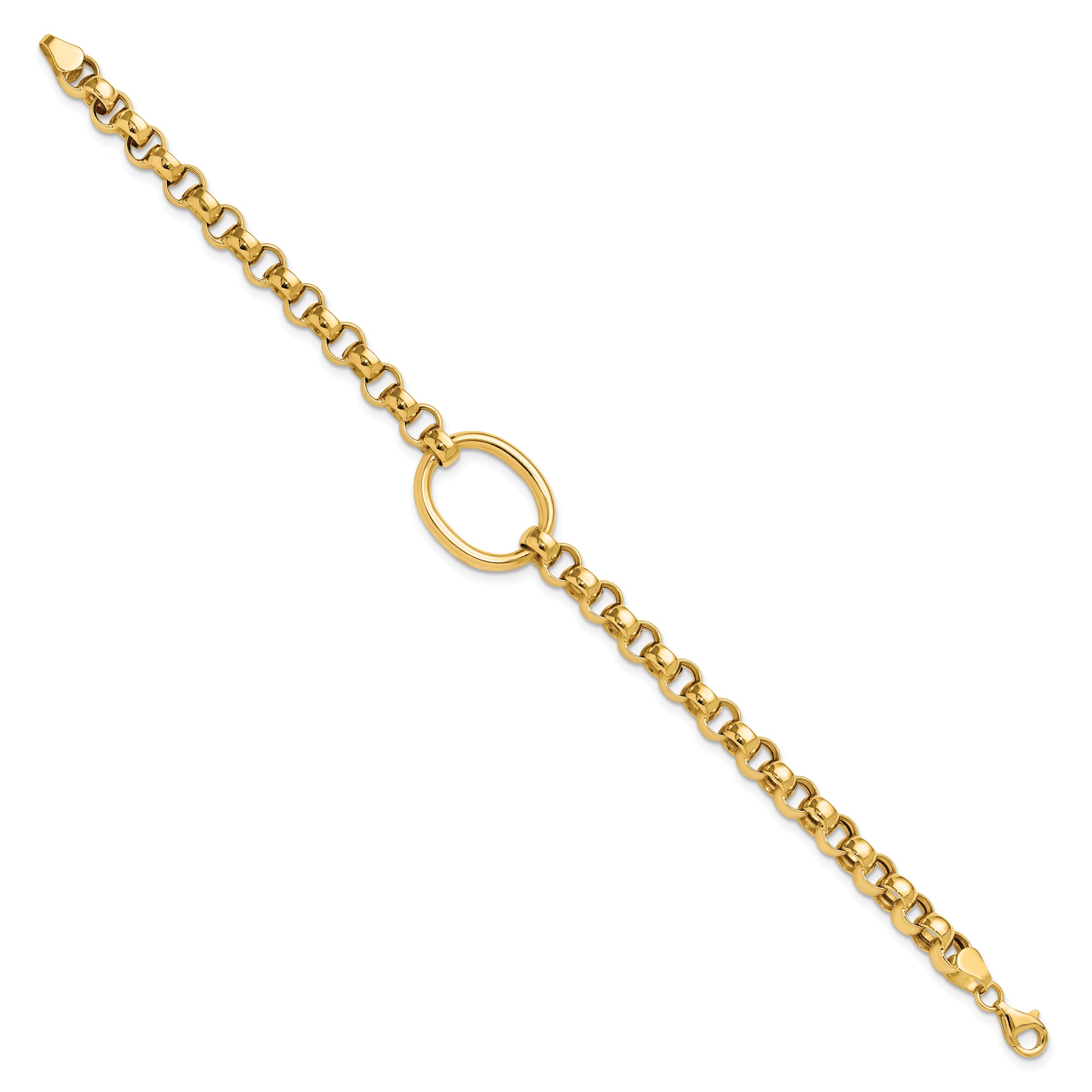 14K Polished Oval Fancy Link Bracelet