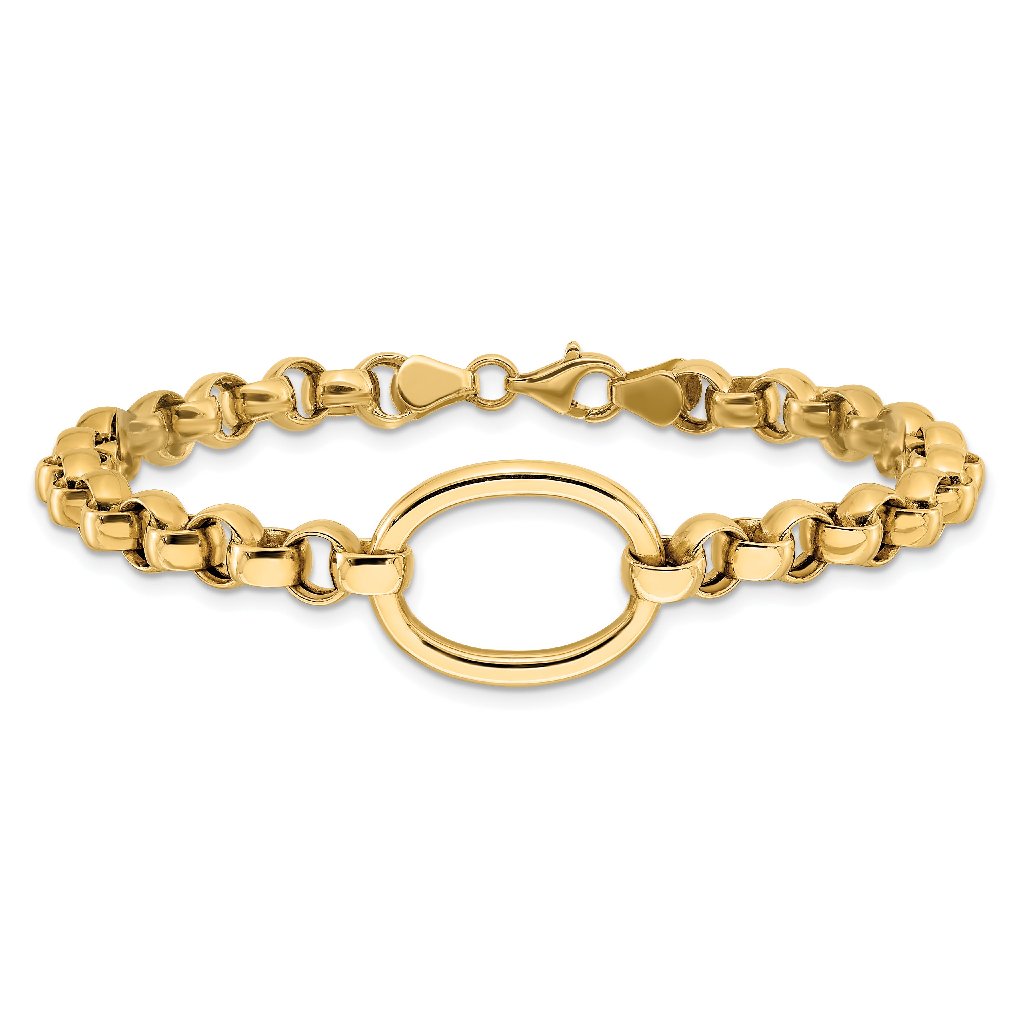 14K Polished Oval Fancy Link Bracelet