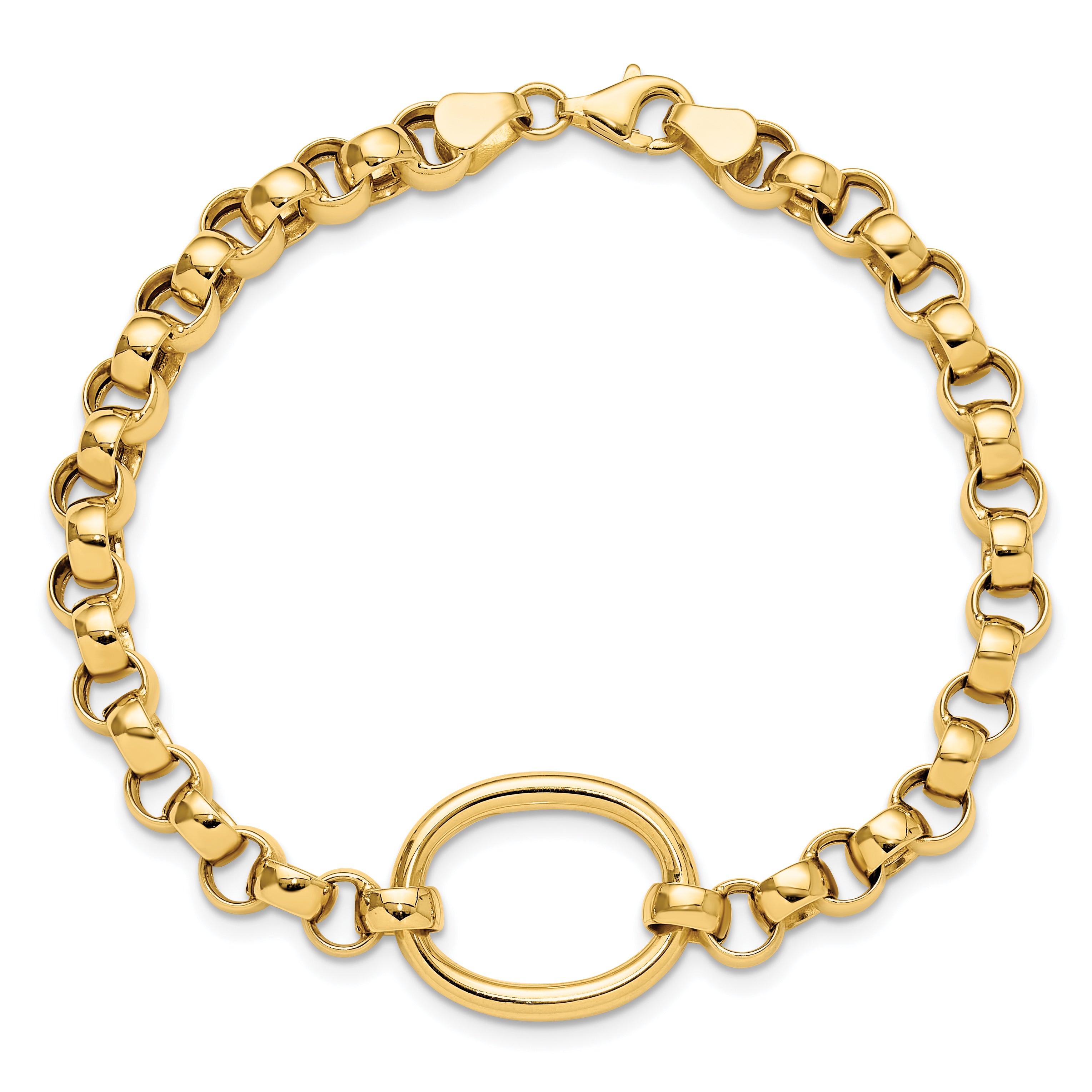 14K Polished Oval Fancy Link Bracelet