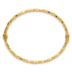 14K Polished and Textured Hinged Bangle