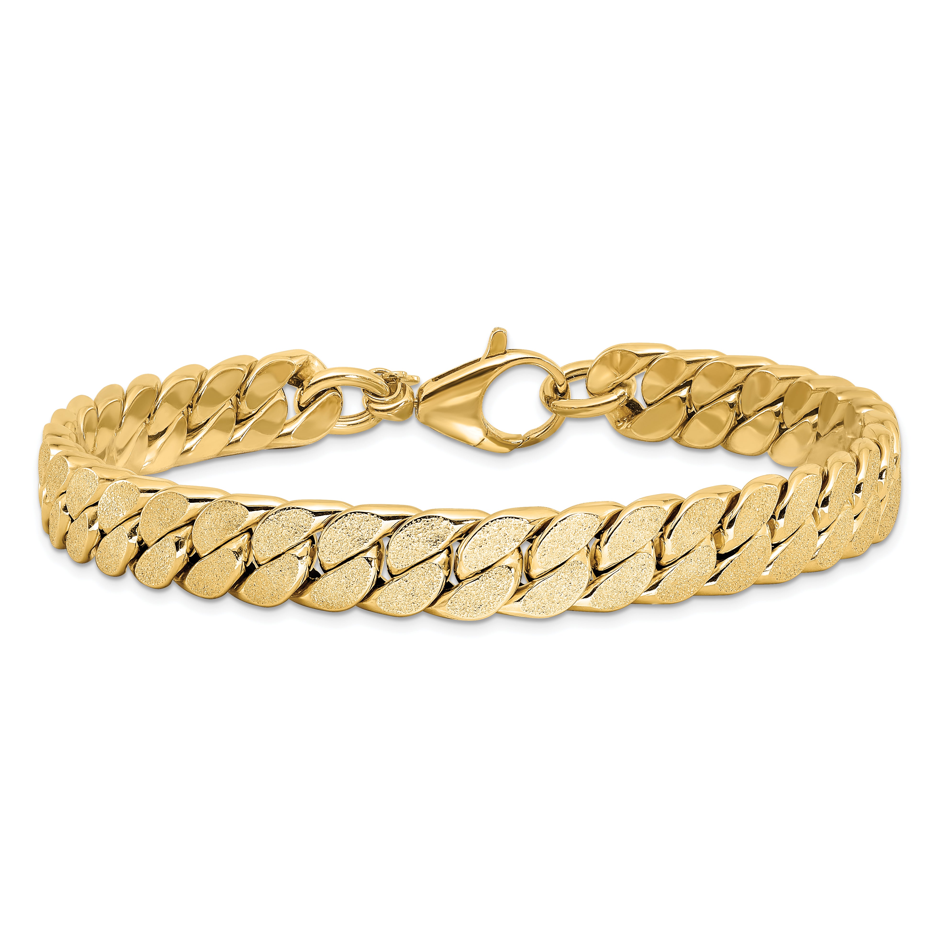 14K Polished Textured Reversible Men's Bracelet