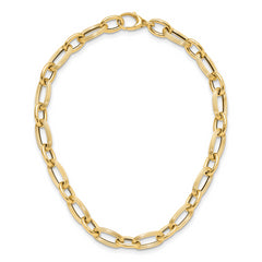 14K Polished Textured Hollow Fancy Link Necklace