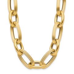 14K Polished Textured Hollow Fancy Link Necklace