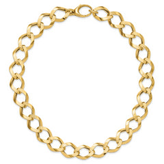 14K Polished Brushed Hollow Fancy Link Necklace