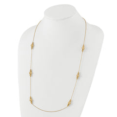 14K Polished and Diamond-cut Beaded Necklace