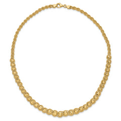 14K Polished Textured and Diamond-cut Beaded Necklace