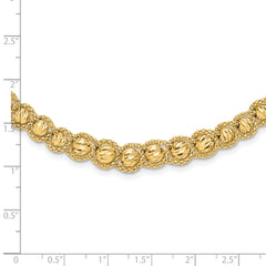 14K Polished Textured and Diamond-cut Beaded Necklace