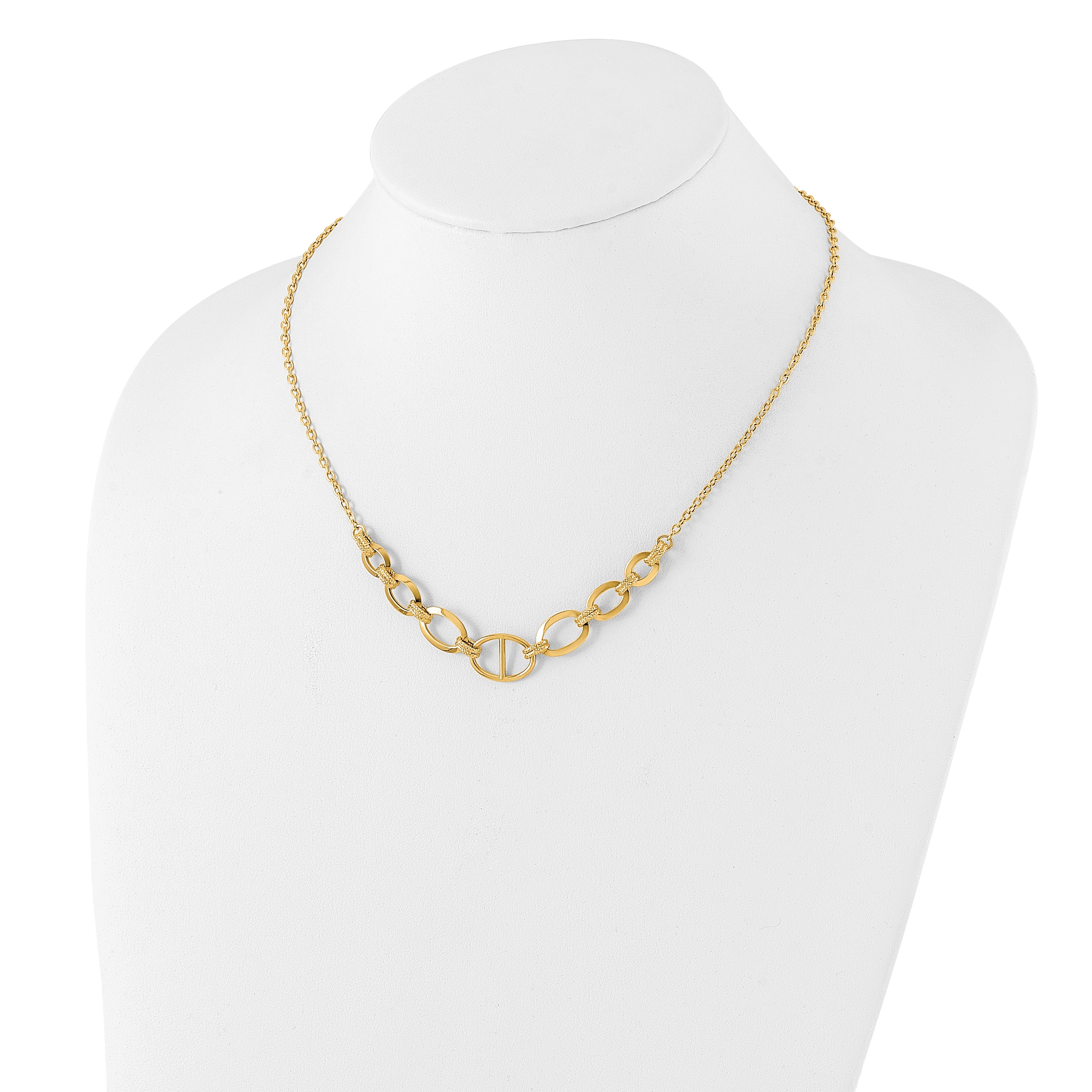 14K Polished and Textured Fancy Necklace