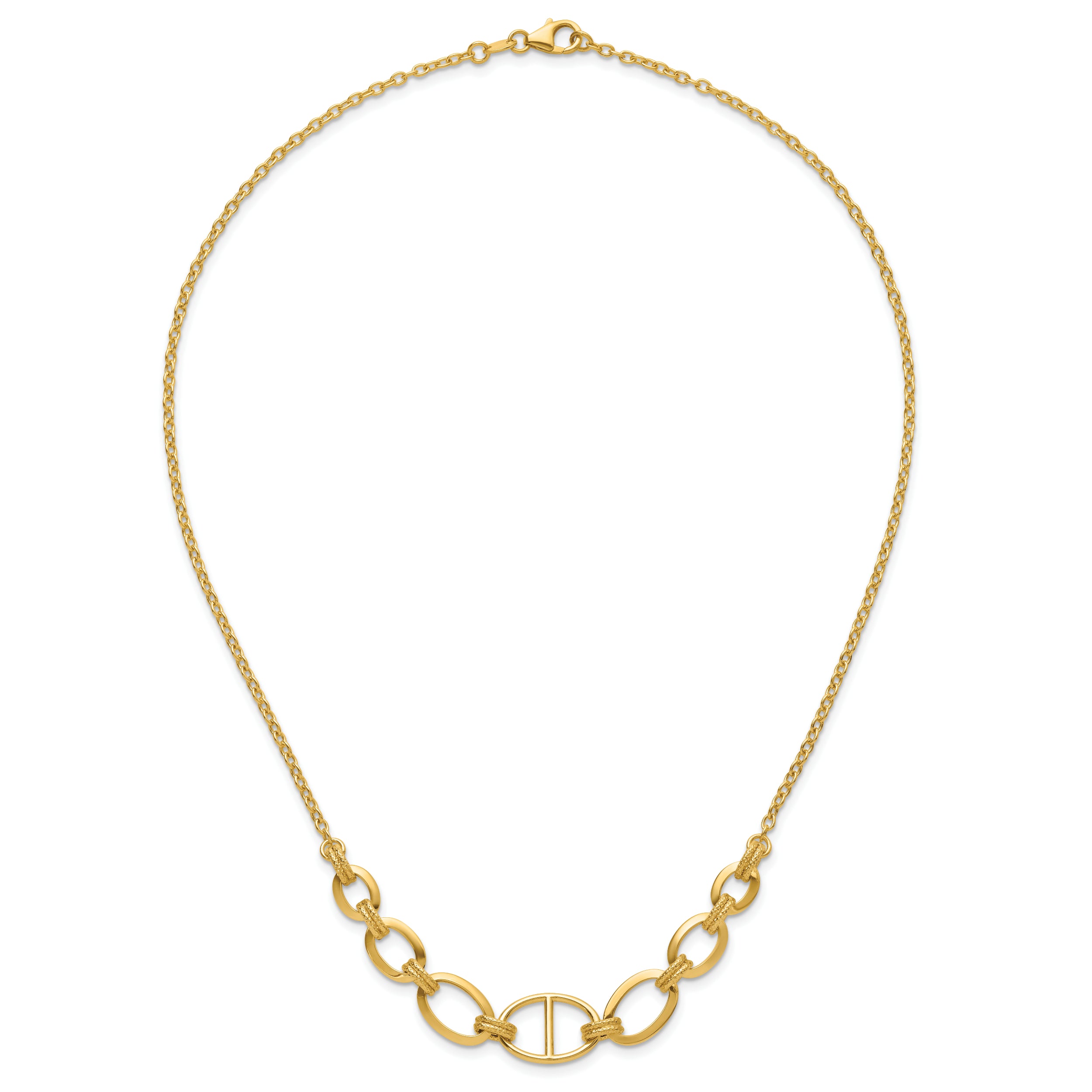 14K Polished and Textured Fancy Necklace