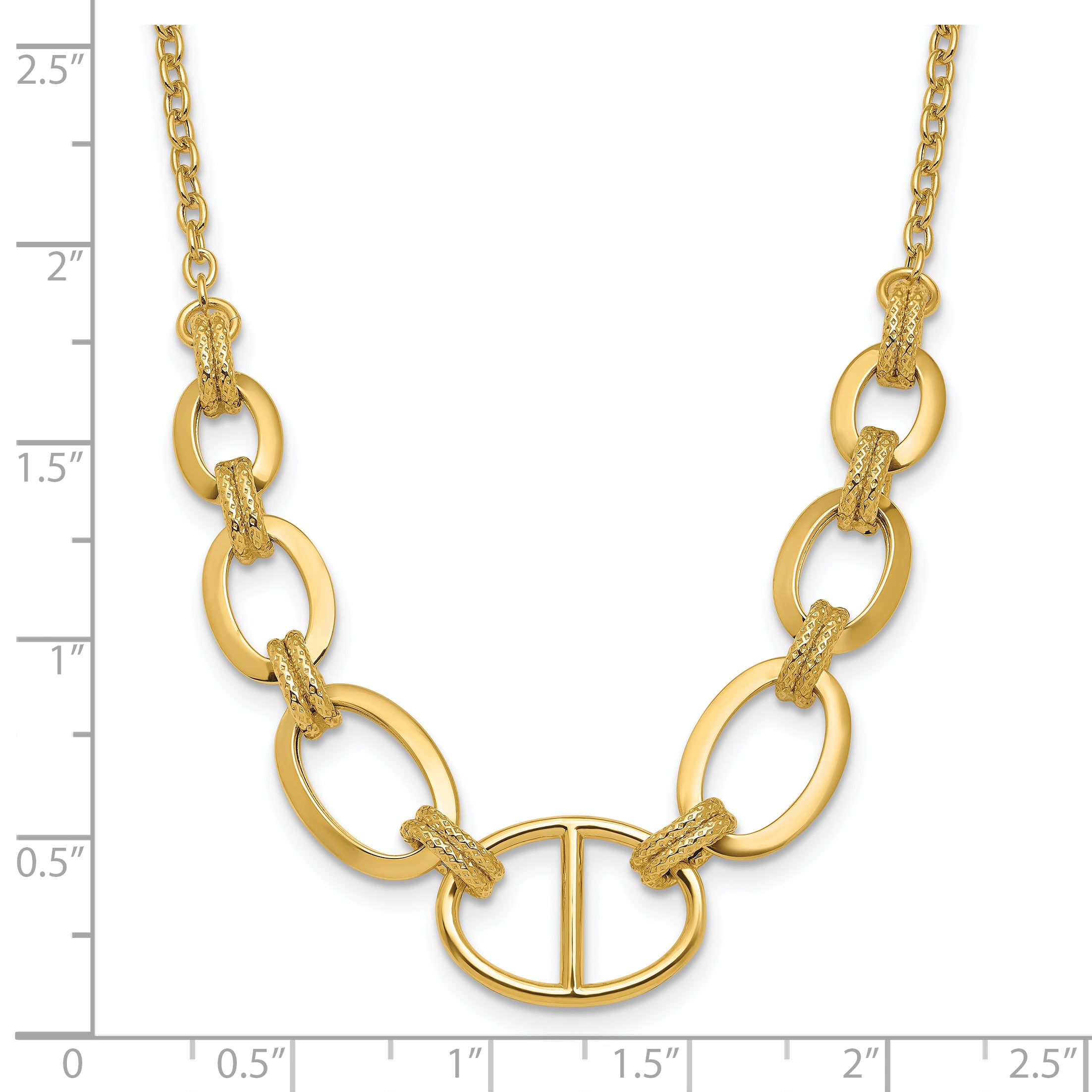 14K Polished and Textured Fancy Necklace