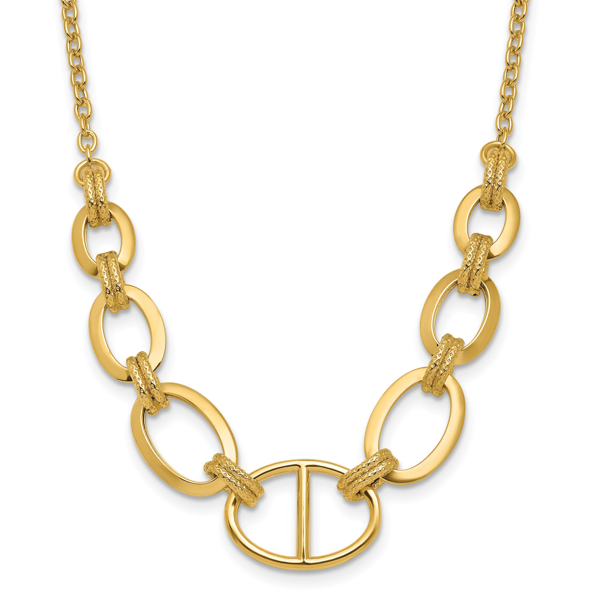 14K Polished and Textured Fancy Necklace