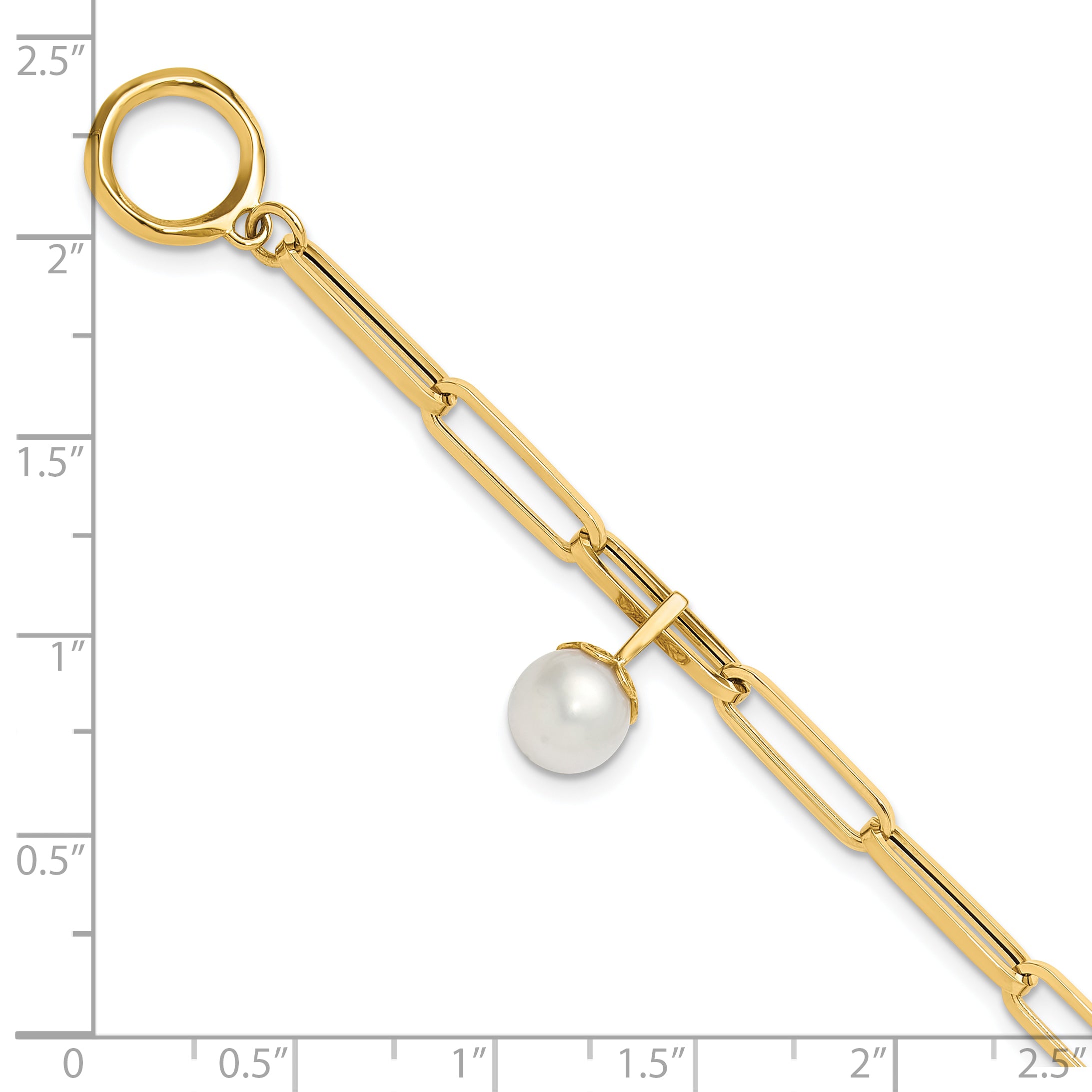 14K Polished FW Cultured Pearl Fancy Link Toggle Bracelet