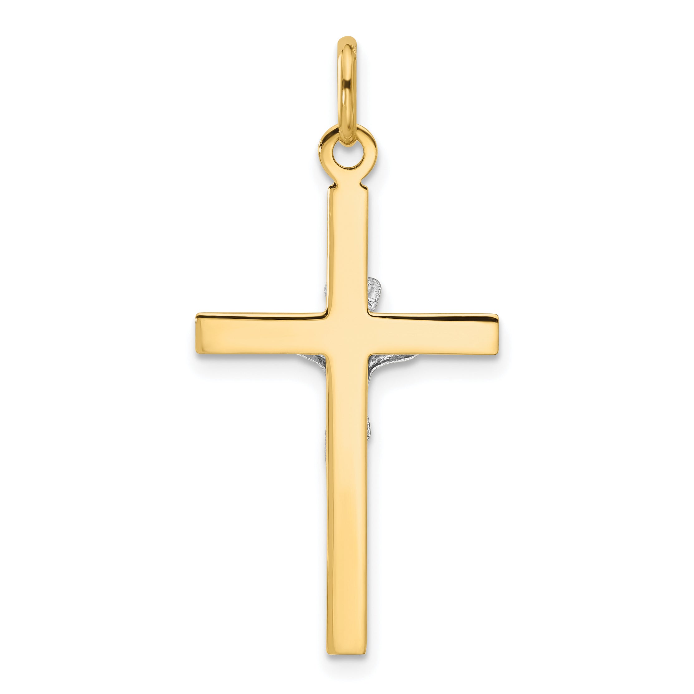 14K Two-tone Polished Crucifix Pendant