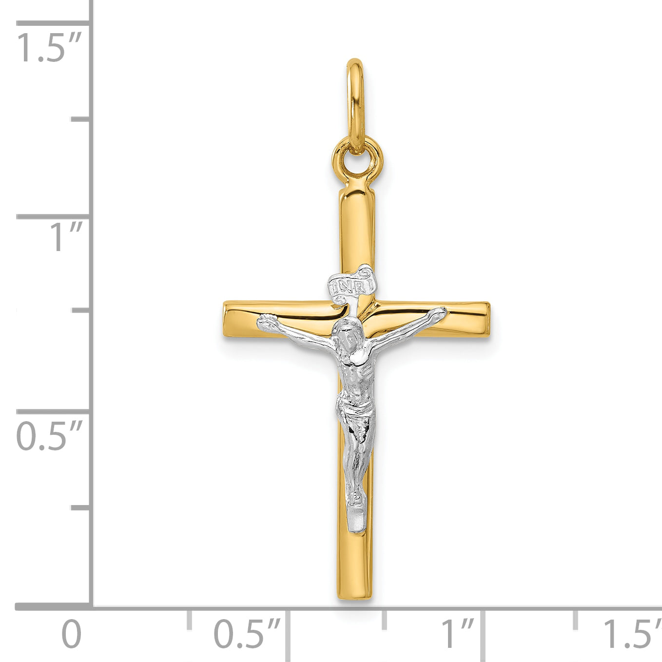 14K Two-tone Polished Crucifix Pendant