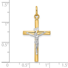 14K Two-tone Polished Crucifix Pendant