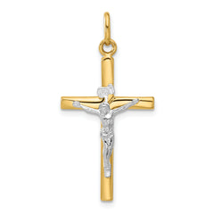 14K Two-tone Polished Crucifix Pendant