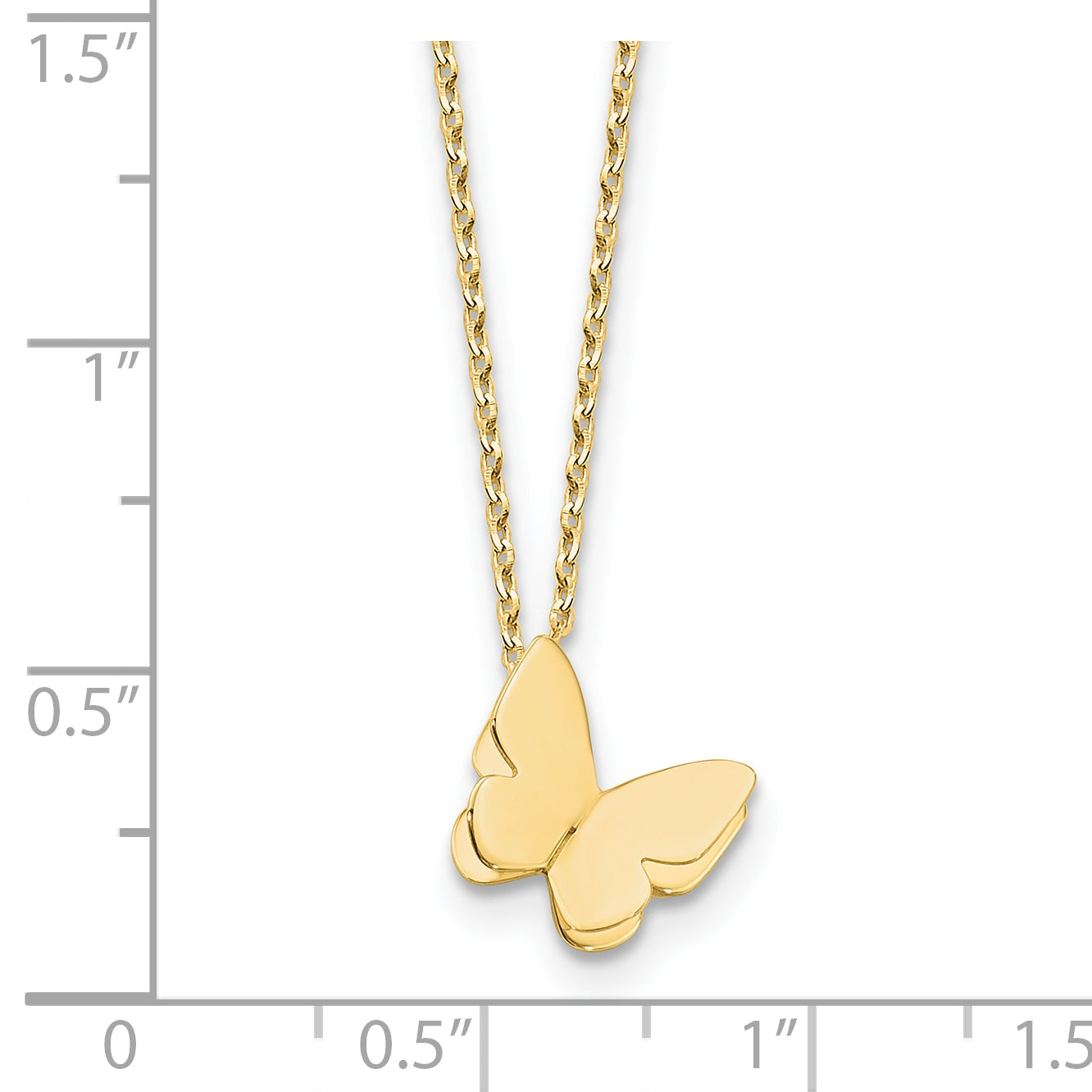 14K Polished Butterfly Charm with 2in ext. Necklace