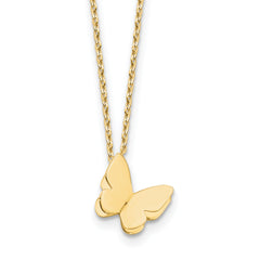 14K Polished Butterfly Charm with 2in ext. Necklace