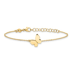 14K Polished Butterfly Charm with 1in ext. Bracelet