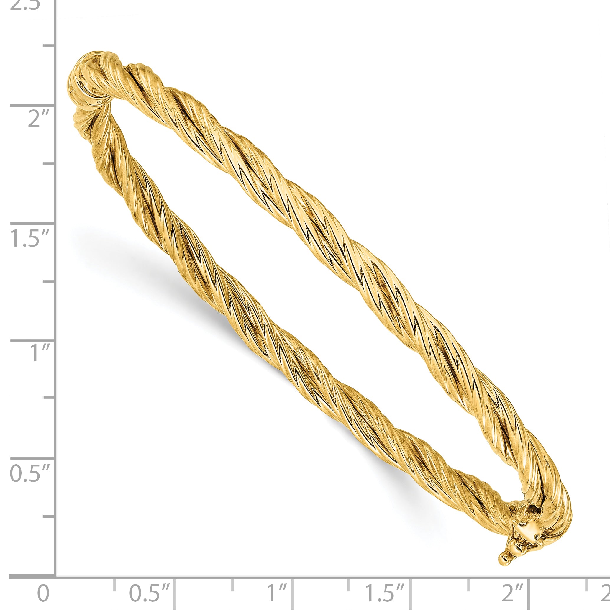 14K Polished Twisted Hinged Bangle