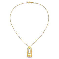 14K Polished and Satin Rectangle Pendant w/.25in ext. Necklace